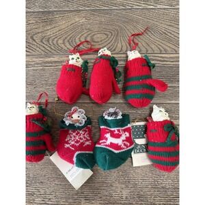 VTG 1988 Just Ducky & Cat‎ Stockings Mittens Christmas Ornaments Nostalgic
